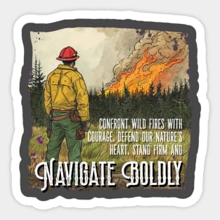 Brave Wildland Firefighter design – Navigate Boldly Sticker